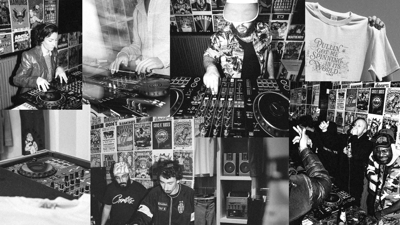Visuel Open Table : collage de DJs et d’artistes en noir et blanc